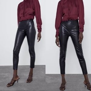 Zara Faux Leather Side Zip Ankle Legging Pants- ⚜️
